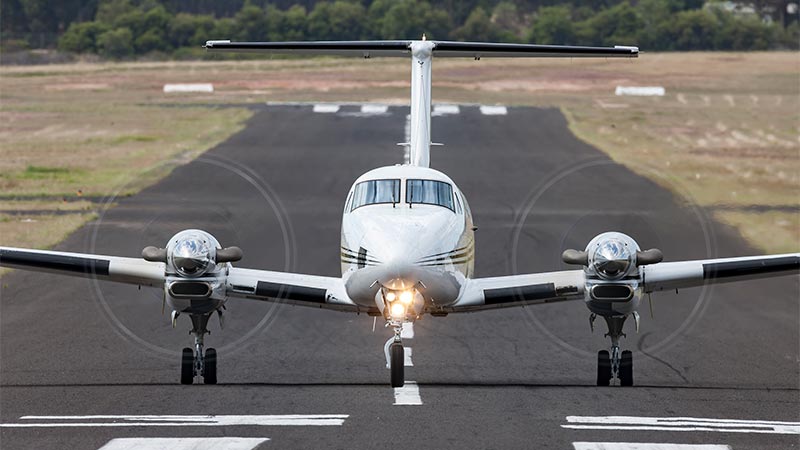 private jet on runway